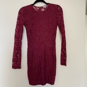 Tobi maroon lace bodycon dress